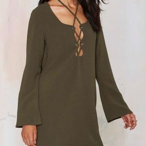 Laced bell sleeve dress